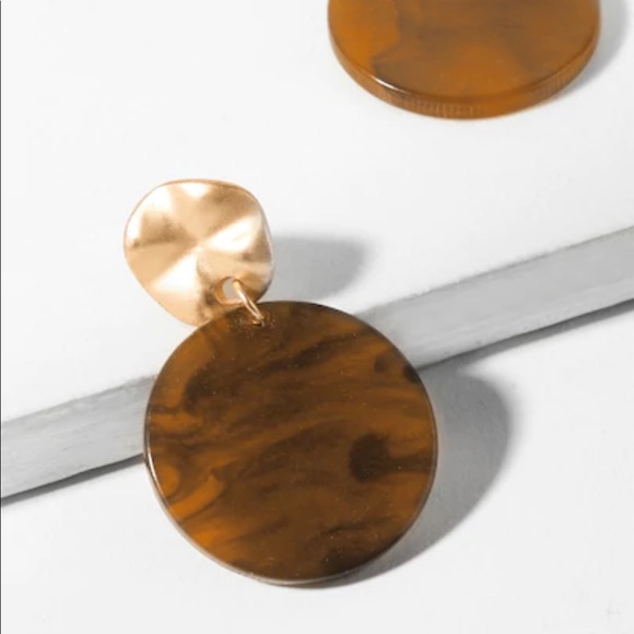 LAST SET SALE Amber + Gold Stud Drop Earrings - Picture 3 of 4